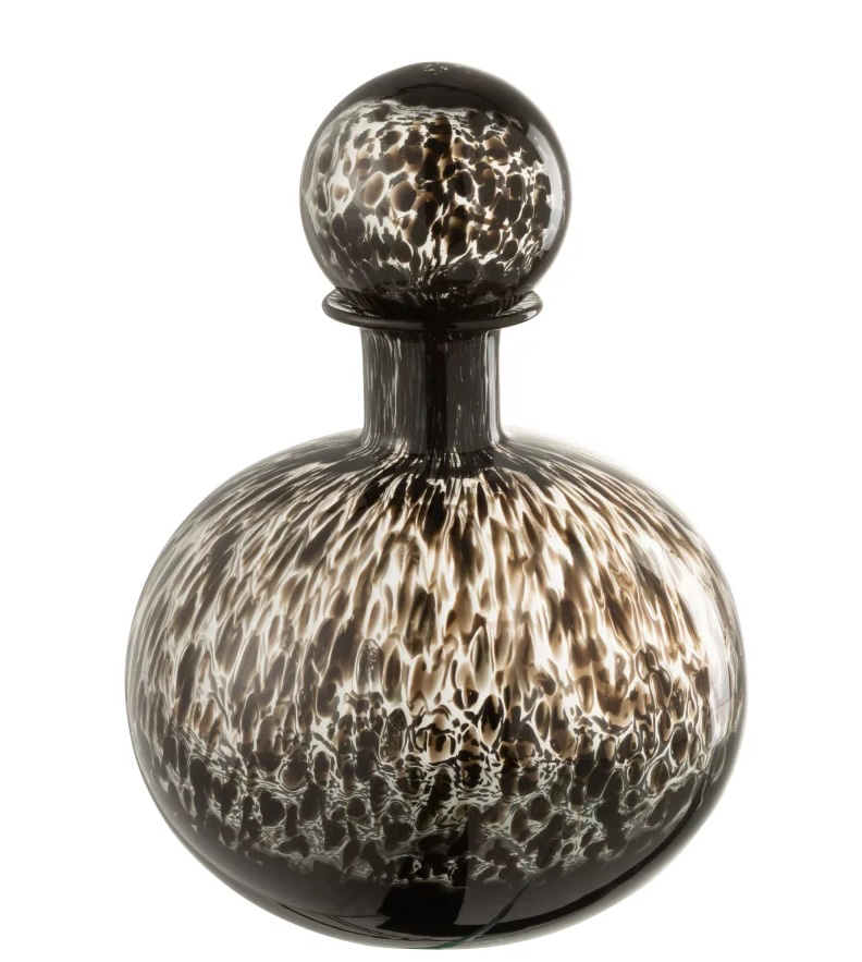 Vase bouteille avec bouchon S - pois noir