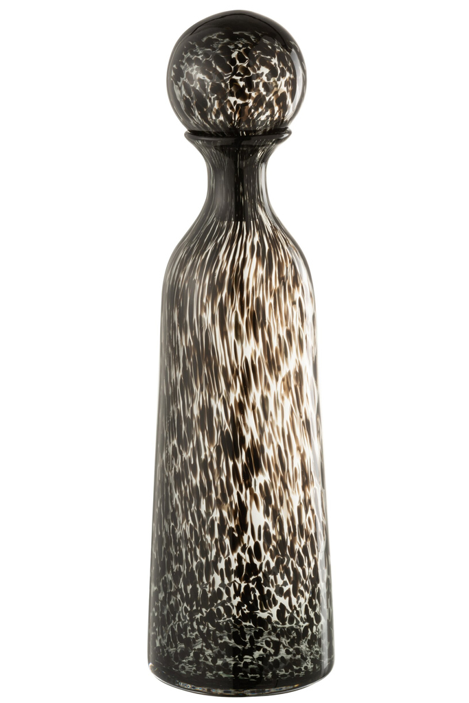 Vase bouteille avec bouchon L - pois noir
