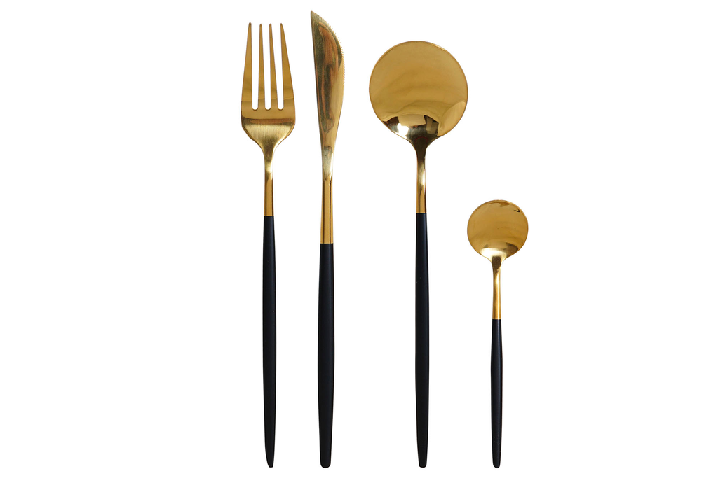 Set de 16 couverts inox dorés