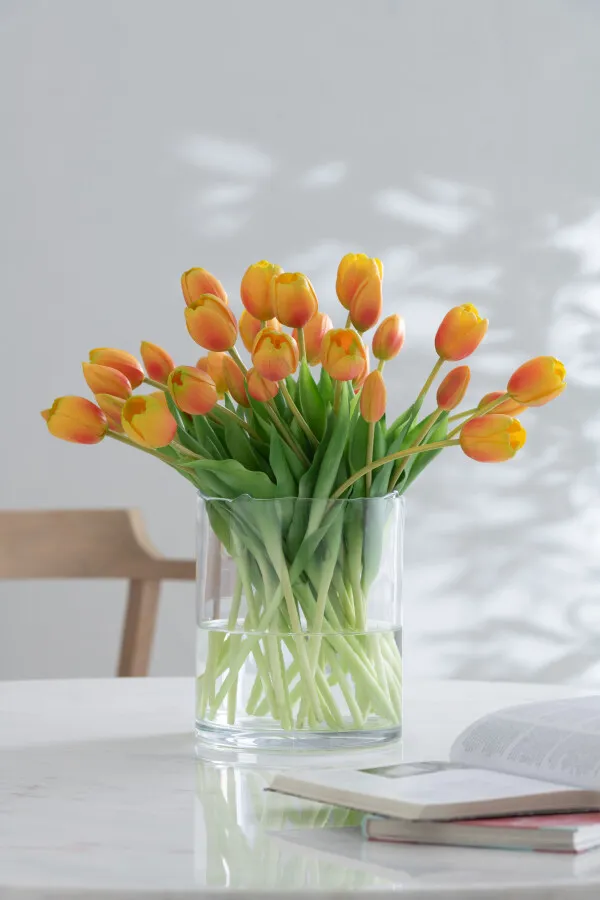 [32915] Bouquet tulipes 7pièces orange (32cm)
