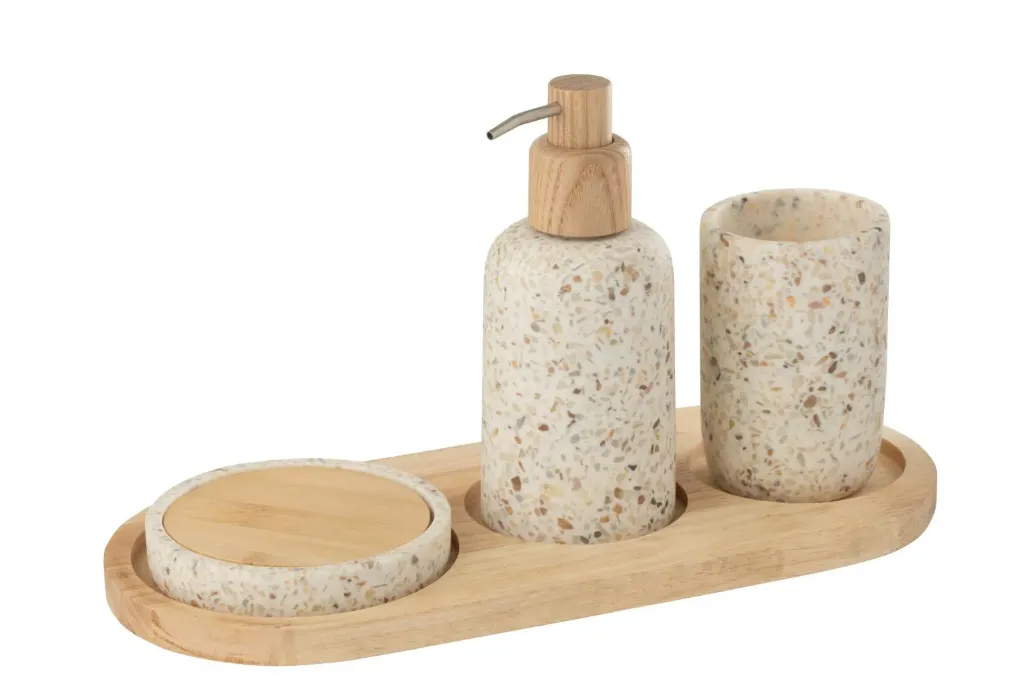 [58091] Set à savon blanc et naturel