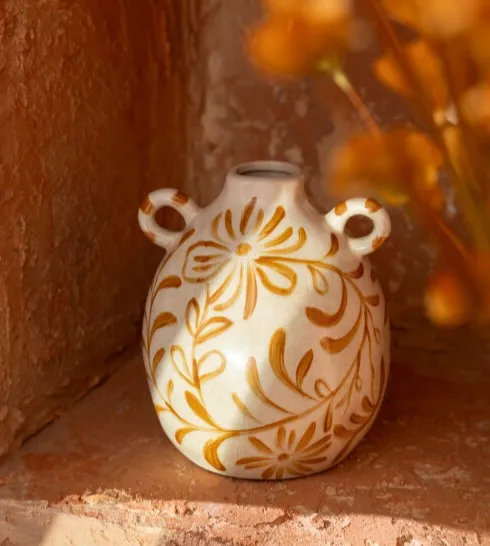 [63144] Vase à fleurs - Ocre et beige S