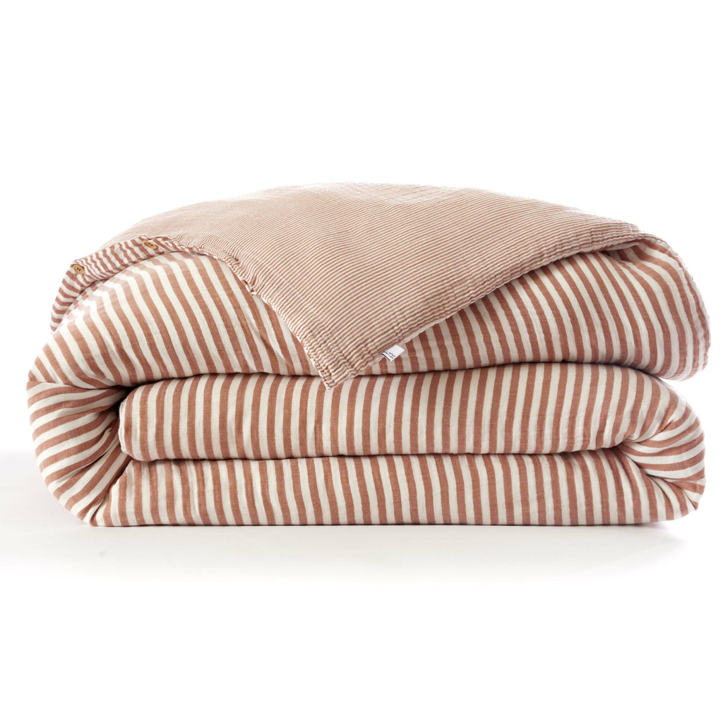 Housse de couette Romie Abricot - 260x240cm - Gaze de coton