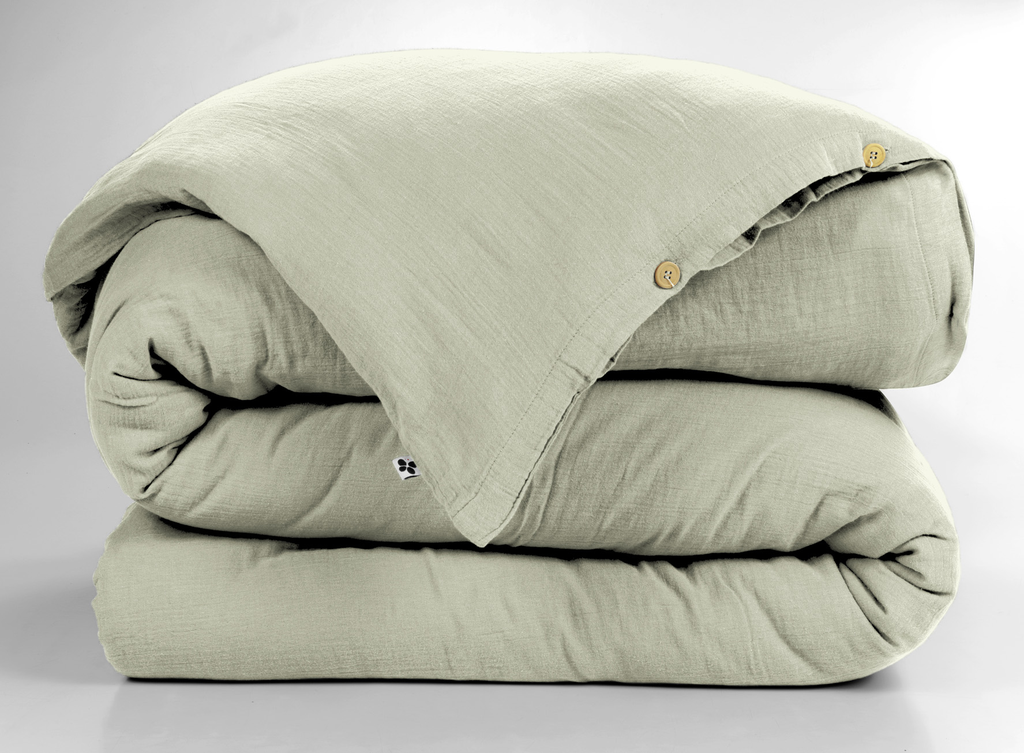 Housse de couette Gaïa Vert d'eau - 240x220cm - Gaze de coton