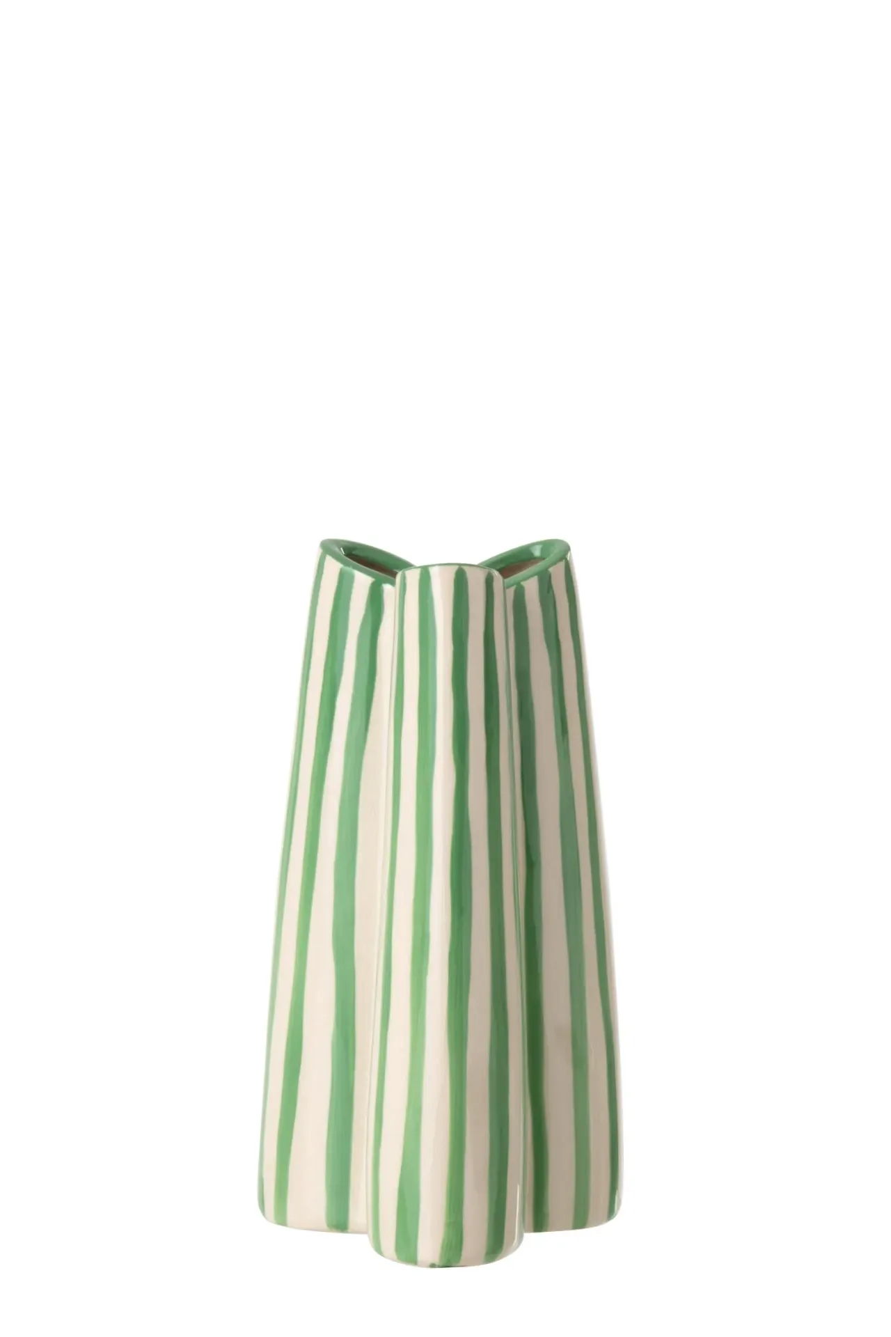 [63347] Vase ligné blanc et vert - S