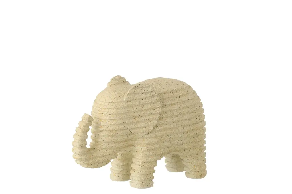 [60347] Elephant ligné beige S - 16x10cm