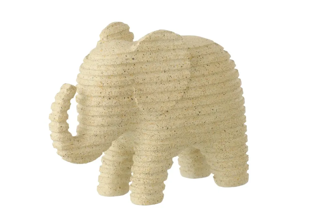 [60348] Elephant ligné beige L - 22x17cm