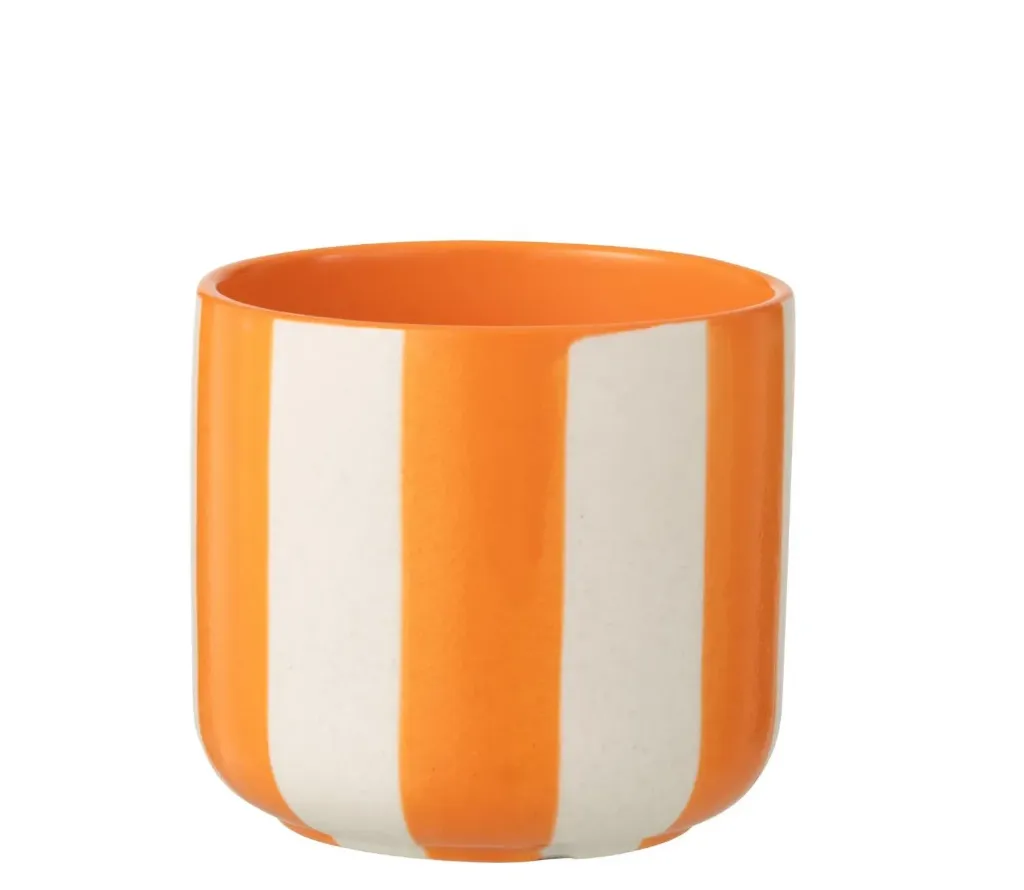 [63202] Cache-pot ligné orange M (13x12cm)