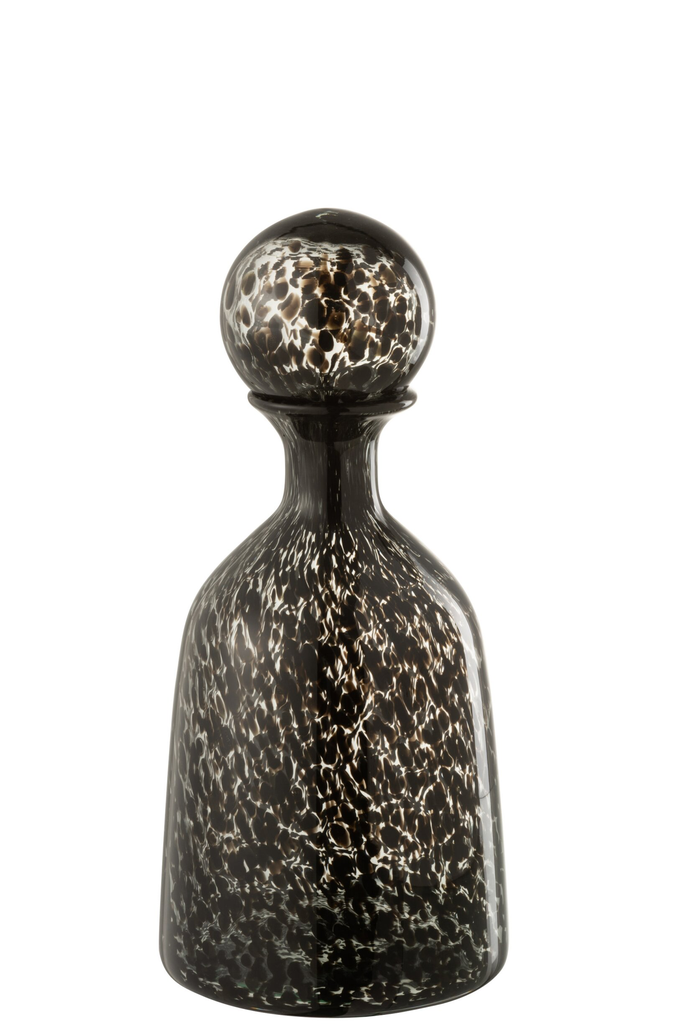Vase bouteille avec bouchon M - pois noir