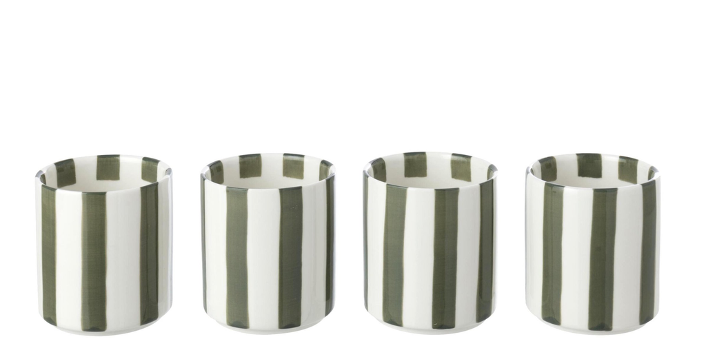Set de 4 tasses - ligné olive
