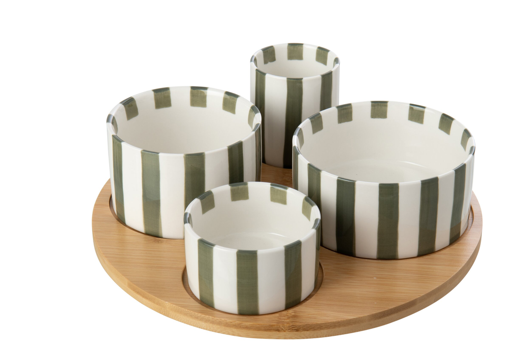 Set apéro - ligné olive