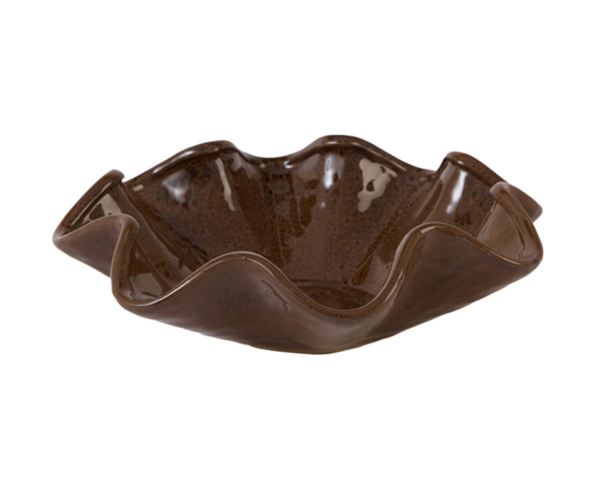 Plat Ø35x10 cm GODENI céramique  terra-brun