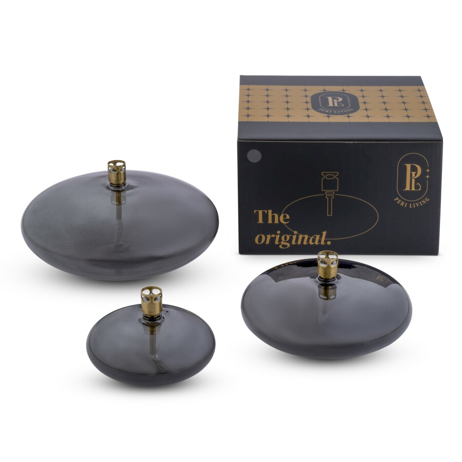 Lampe à huile galet - Smoked noir 