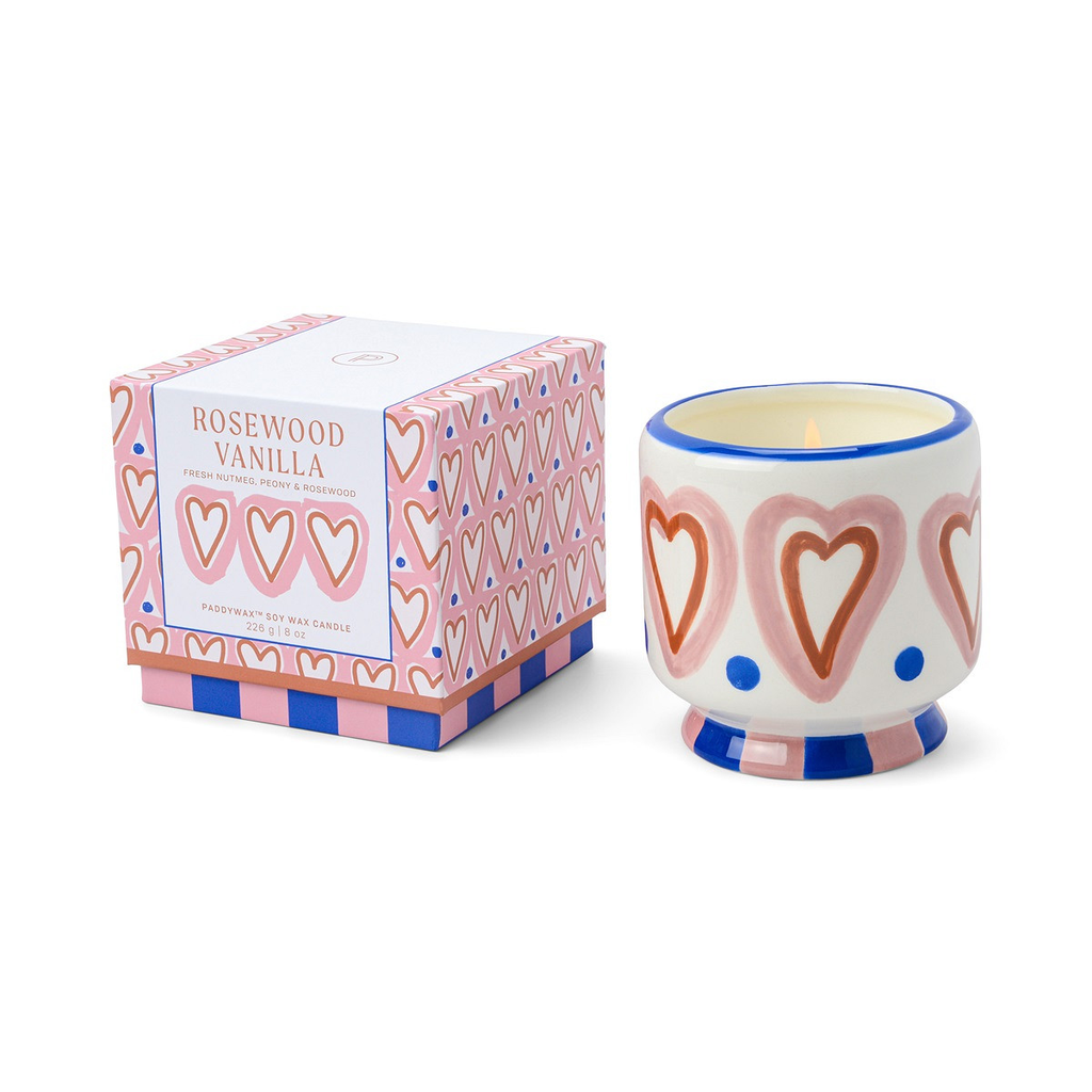 Bougie 226g A Dopo Hearts - Bois de rose et vanille