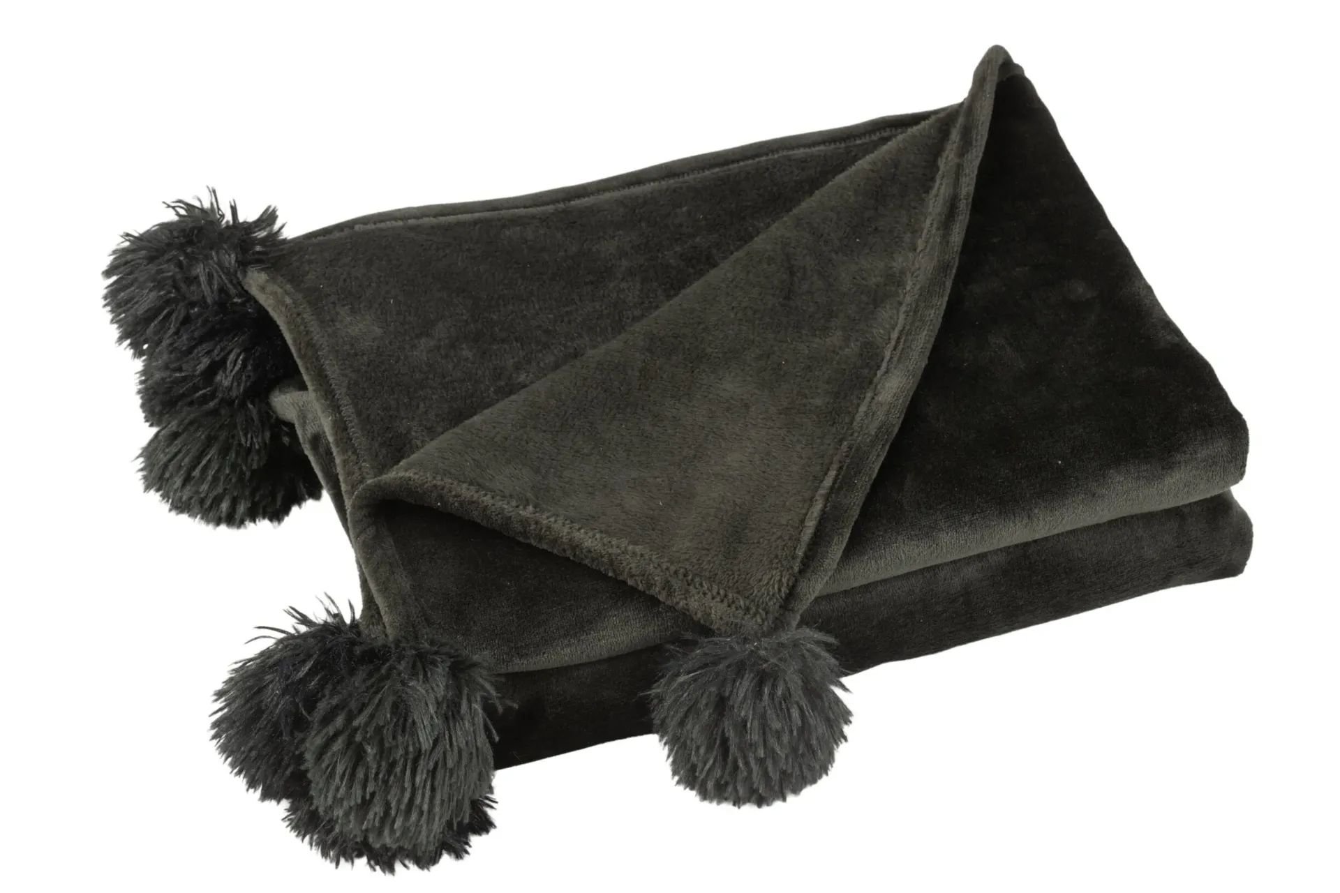 Plaid pompons Noir 170x130cm