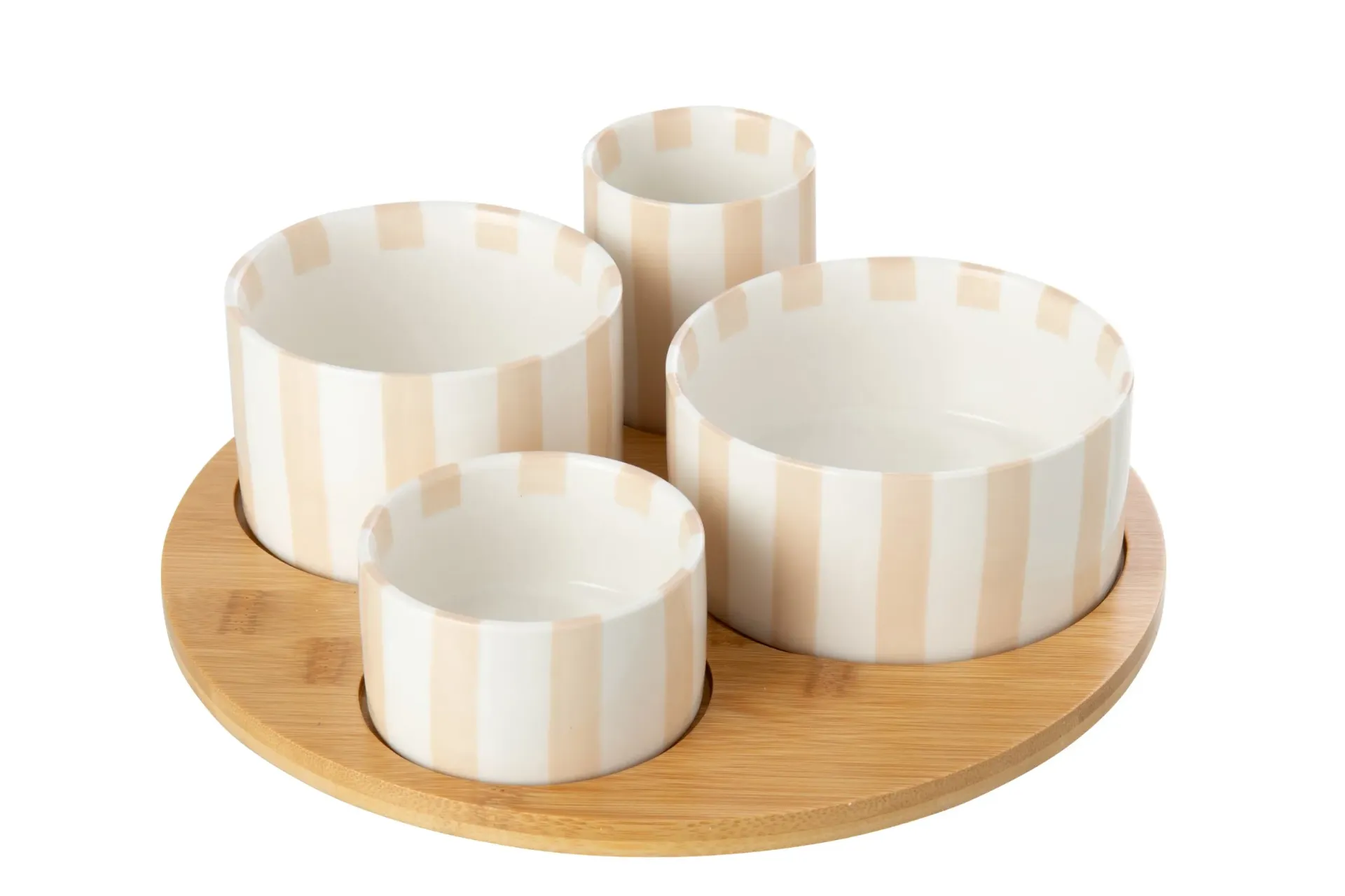 Set apéro ligné beige et blanc