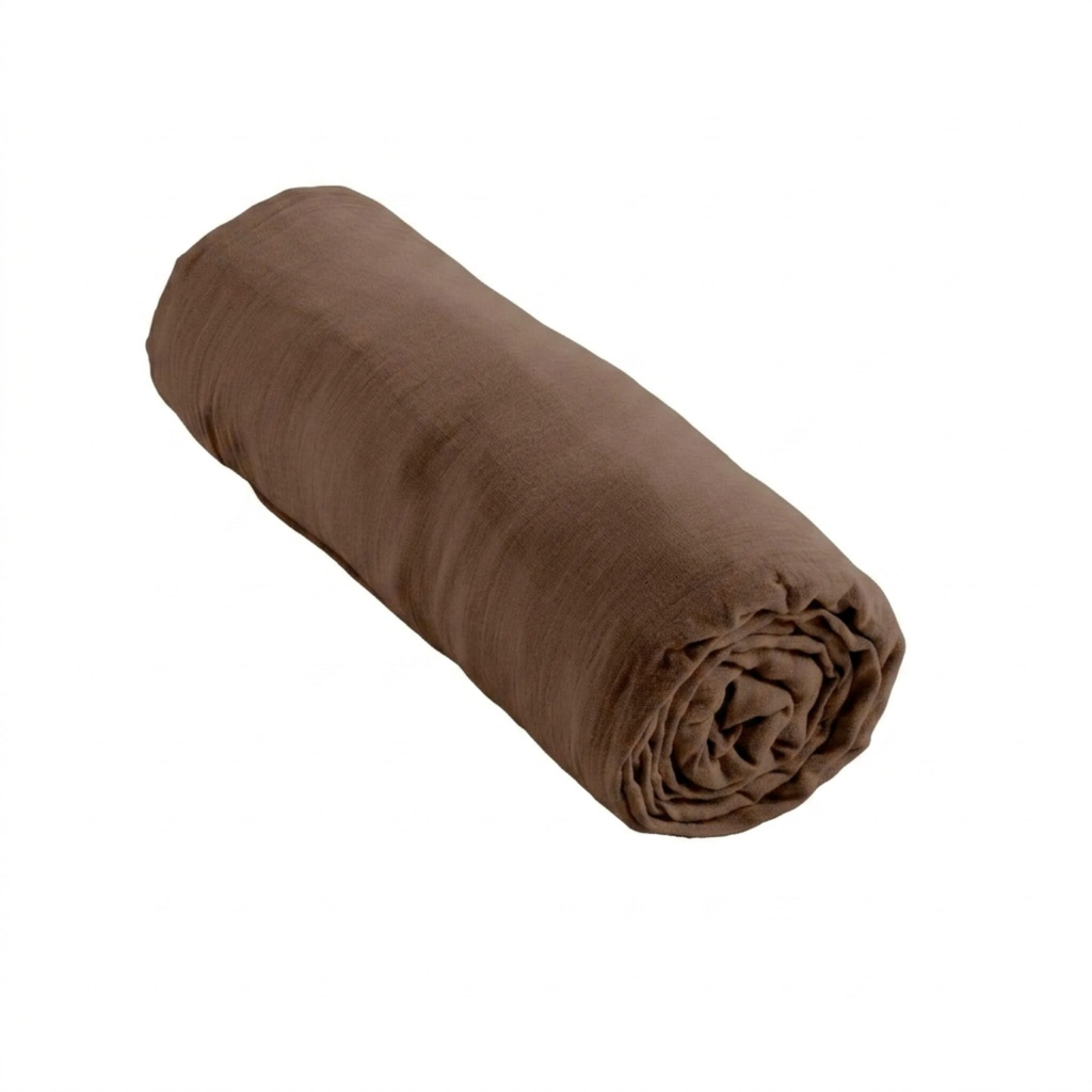 Drap housse Gaia Brun - 180x200cm - Gaze de coton