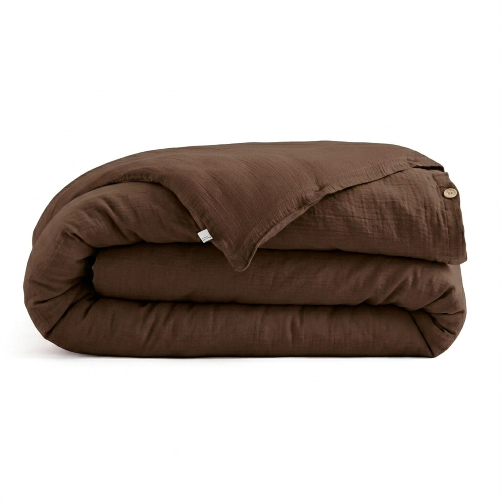 Housse de couette Gaia Brun - 240x260cm - Gaze de coton
