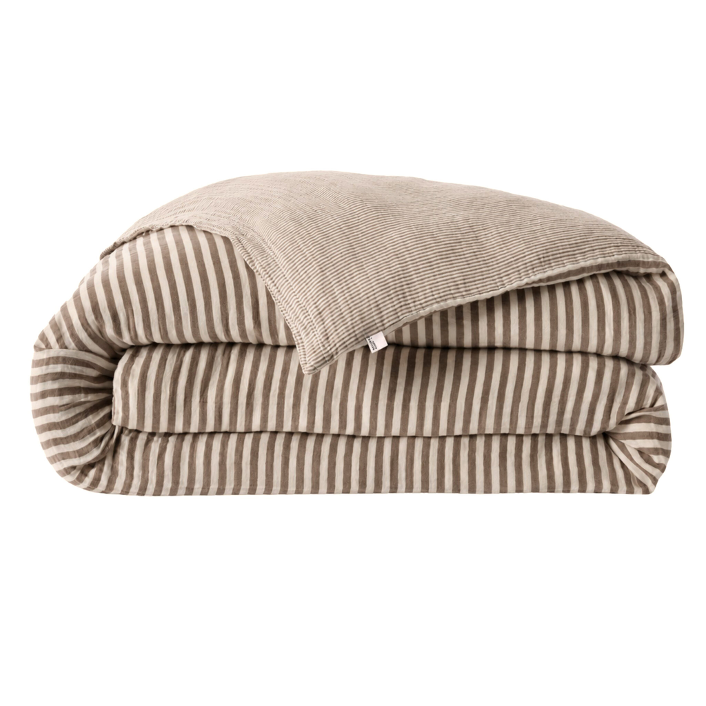 Housse de couette Romie brun - 240x260cm - Gaze de coton