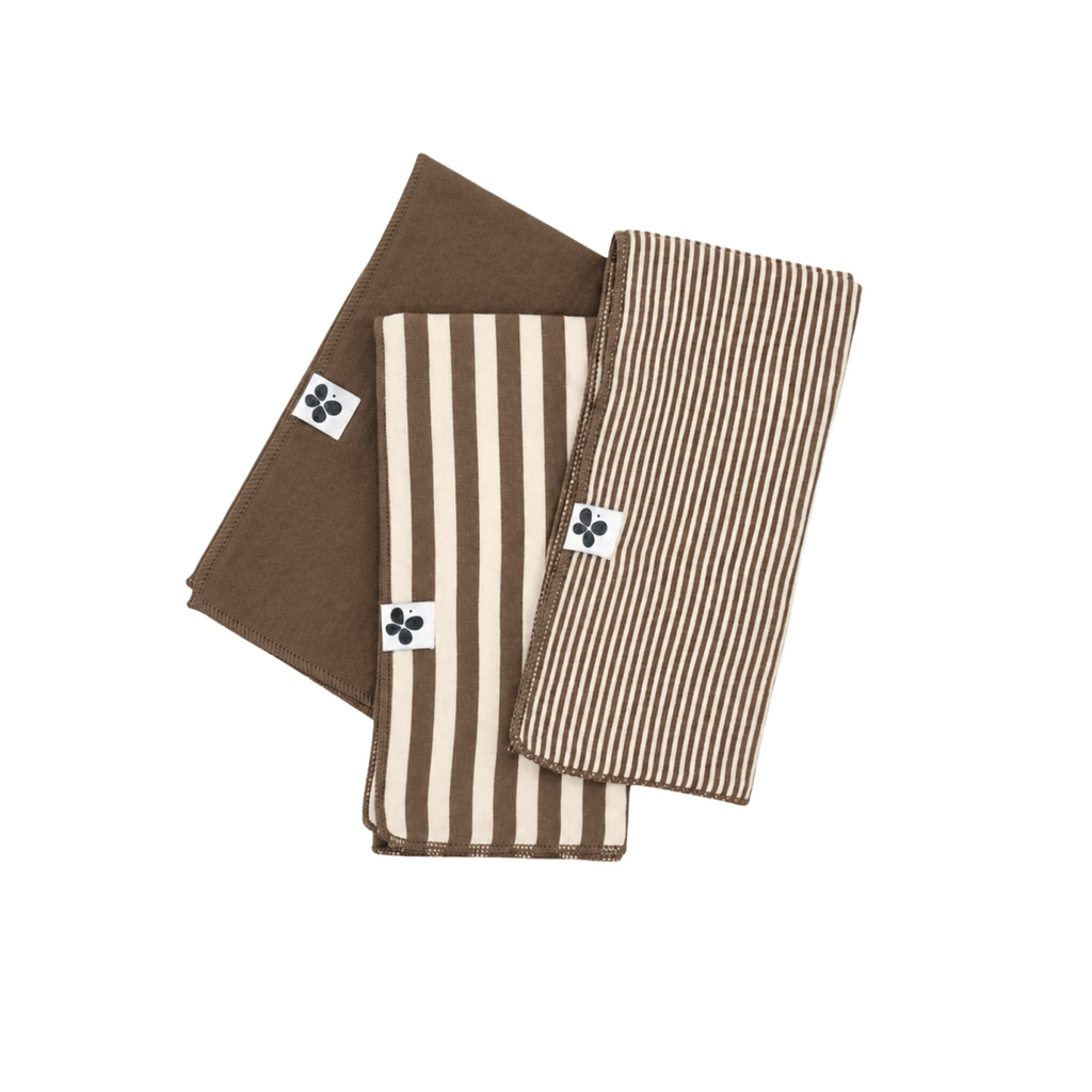 Lot de 3 serviettes 40x40cm Romie Brun - Gaze de coton