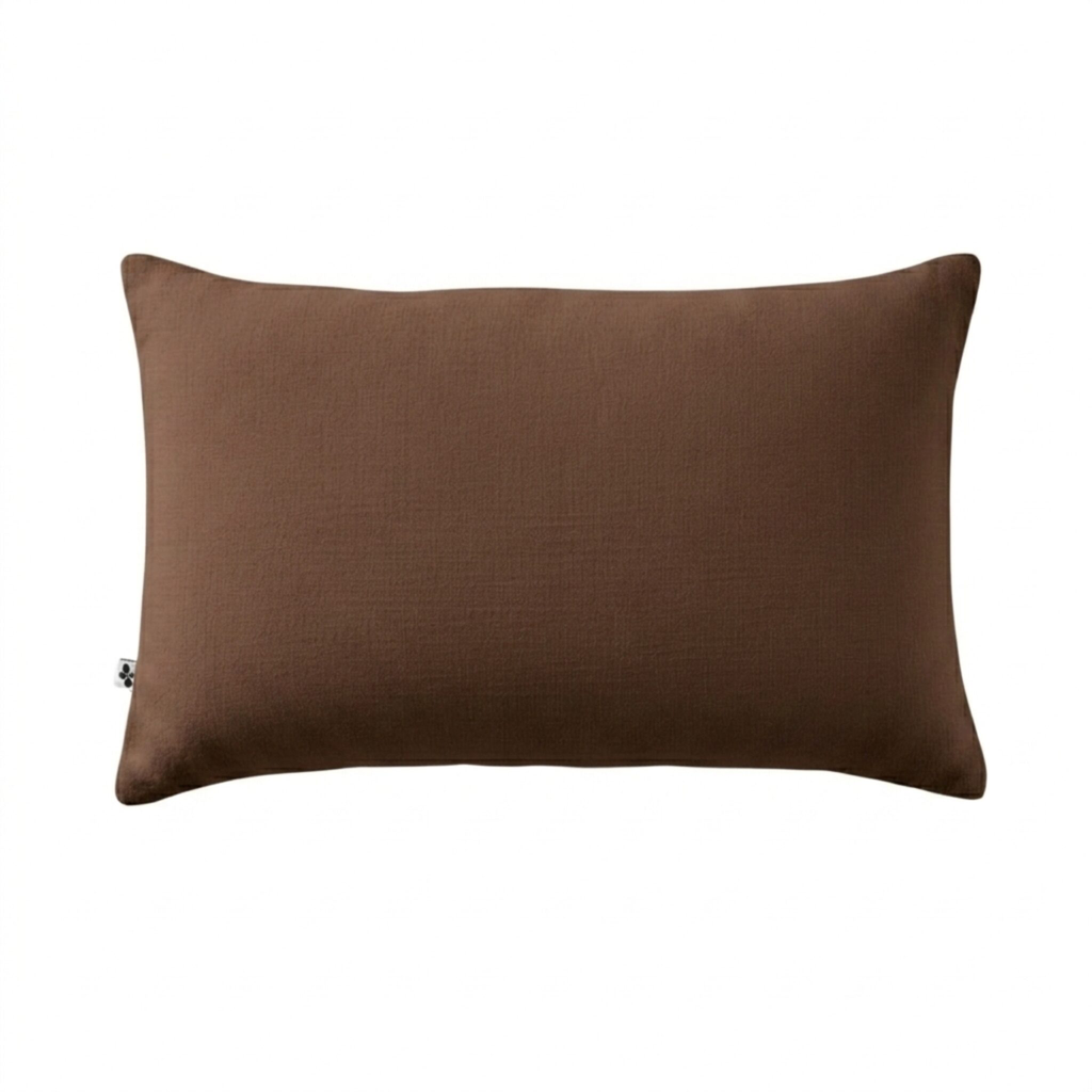 Taie d'oreiller 50x70cm Gaia Brun - gaze de coton