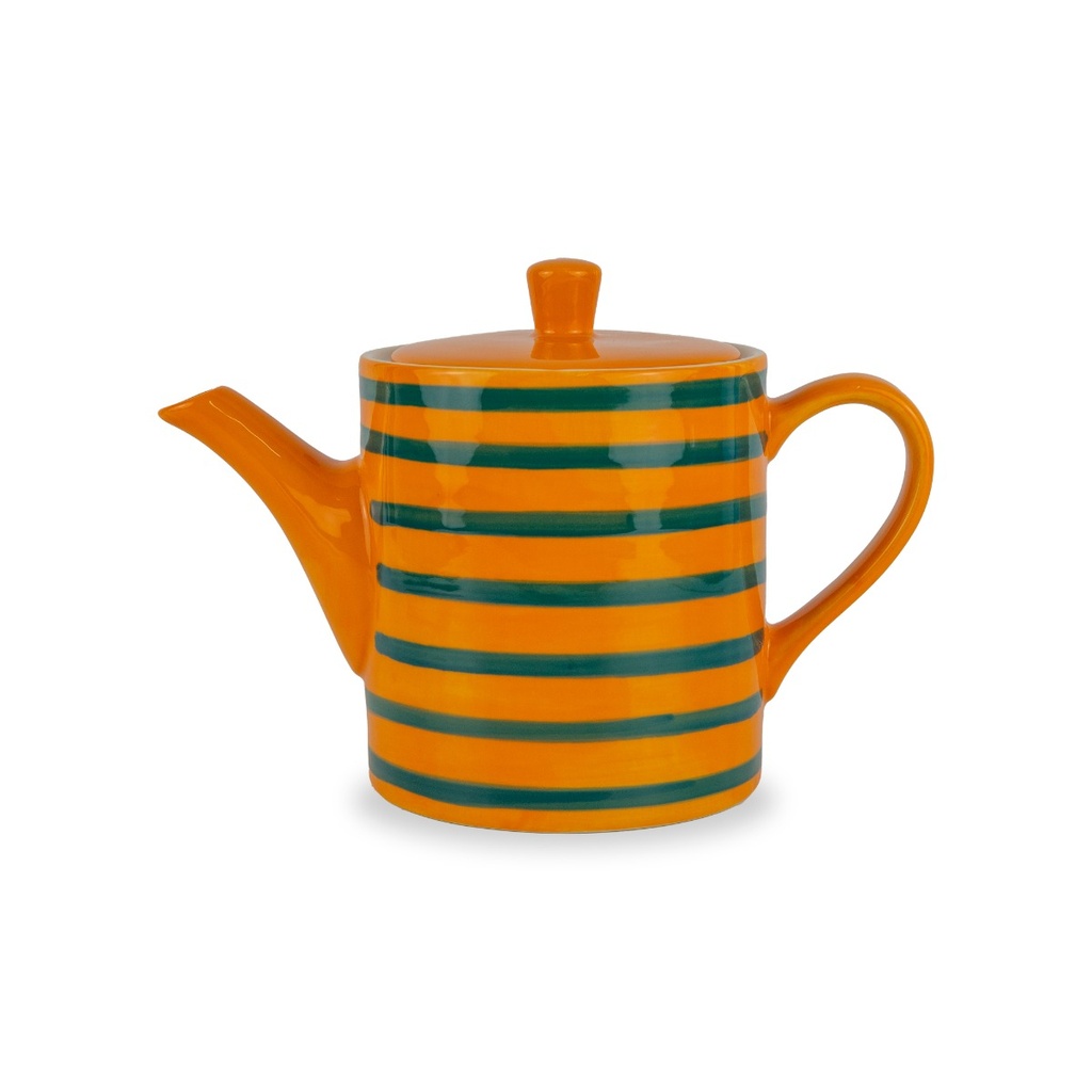 Théière en grès 850ml - Orange et vert