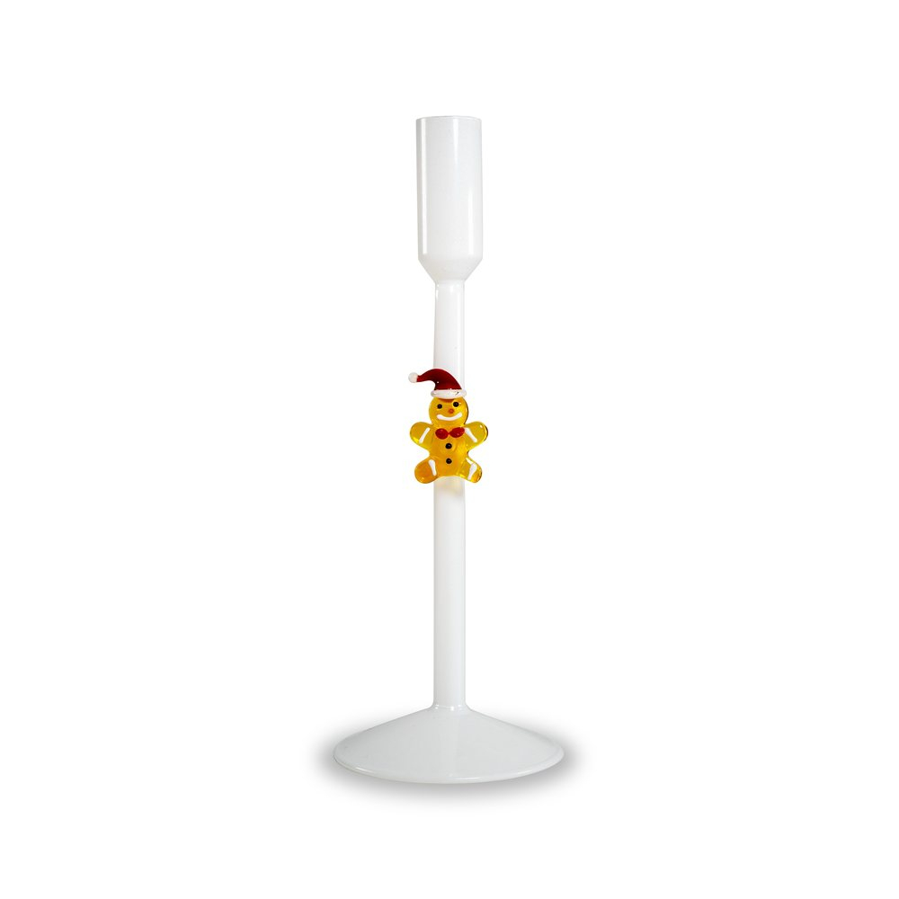 Bougeoir en verre. Bonhomme pain d'épice