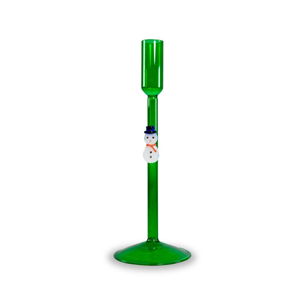 Bougeoir en verre - bonhomme de neige