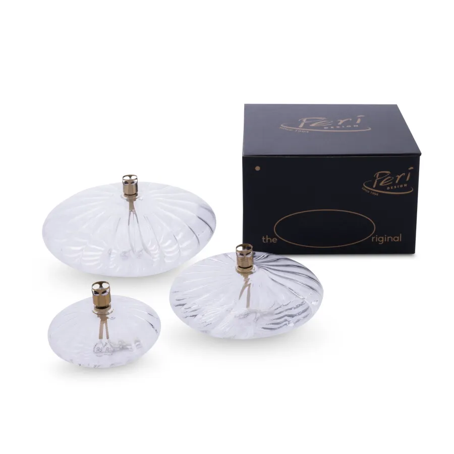 Lampe à huile Galet strié - Transparent