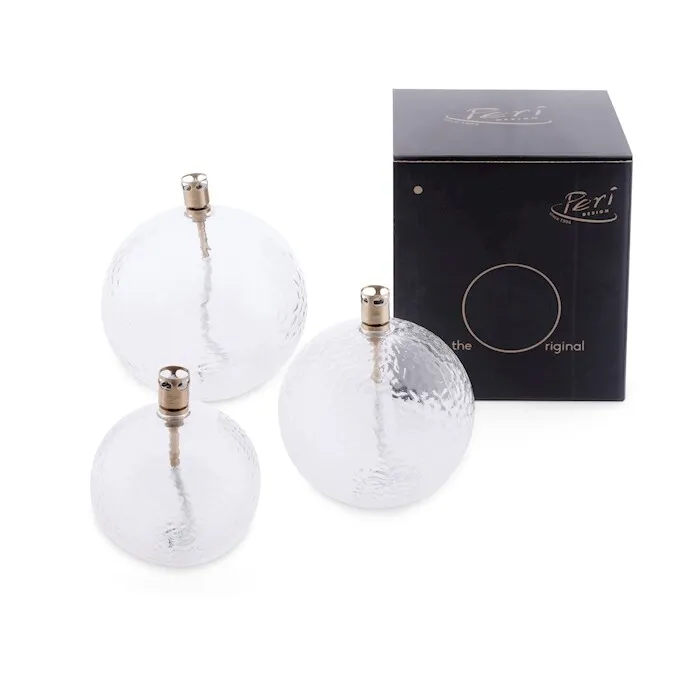 Lampe à huile ronde martelée - Transparent