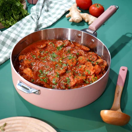 La merveilleuse sauteuse inox - 28cm - Guimauve