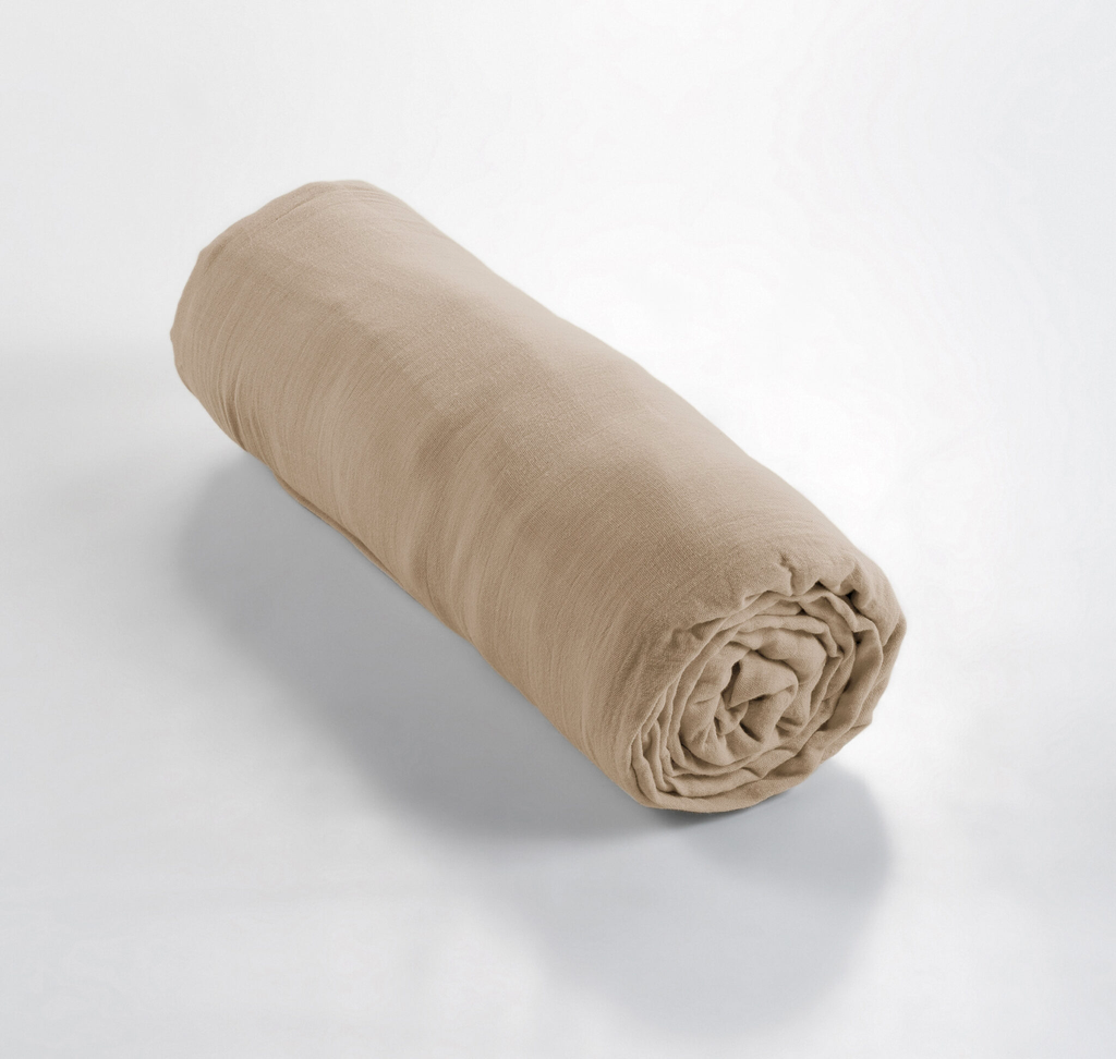 Drap housse Gaïa Ficelle - 160x200cm - Gaze de coton