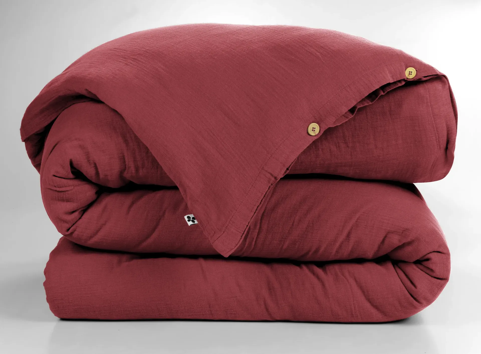 Housse de couette Gaïa Lie de vin 260x240cm - Gaze de coton