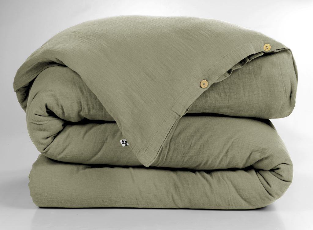 Housse de couette Gaïa Romarin -  240x220cm - Gaze de coton