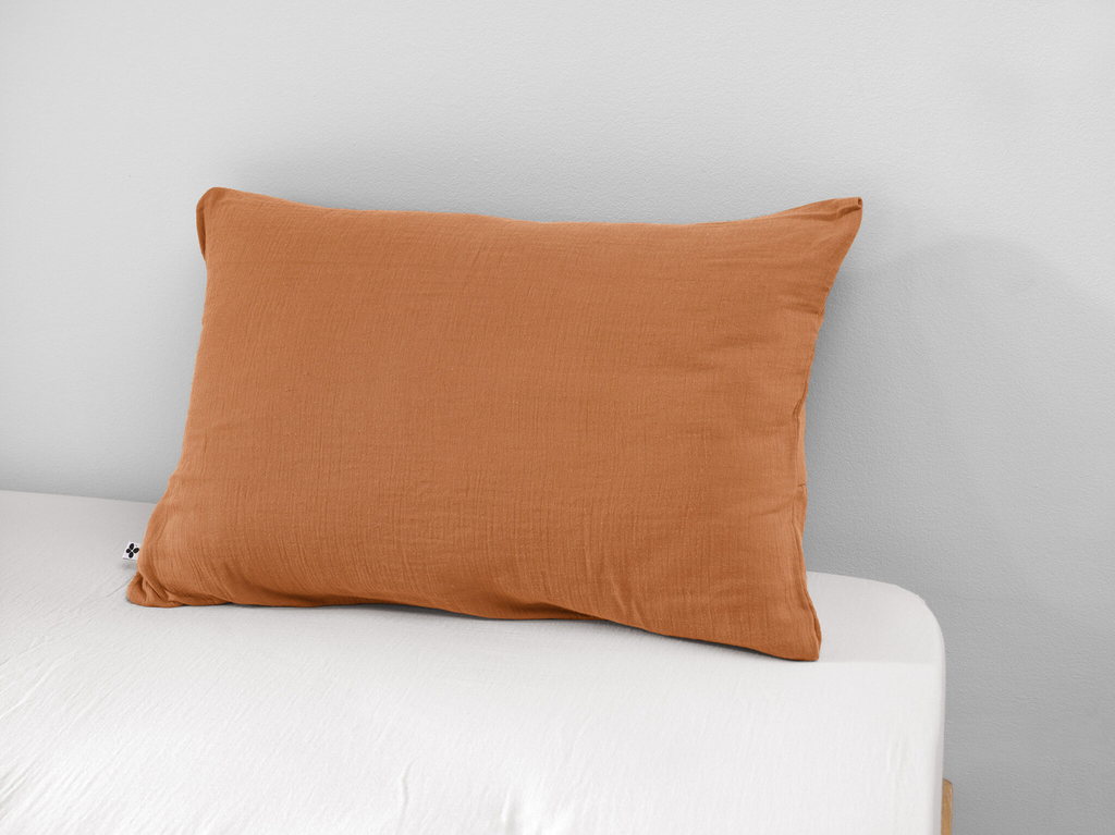 Taie d'oreiller Gaïa Abricot - 50x70cm - Gaze de coton
