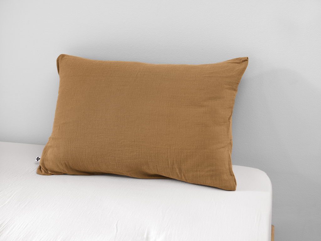 Taie d'oreiller Gaïa Camel - 50x70cm - Gaze de coton