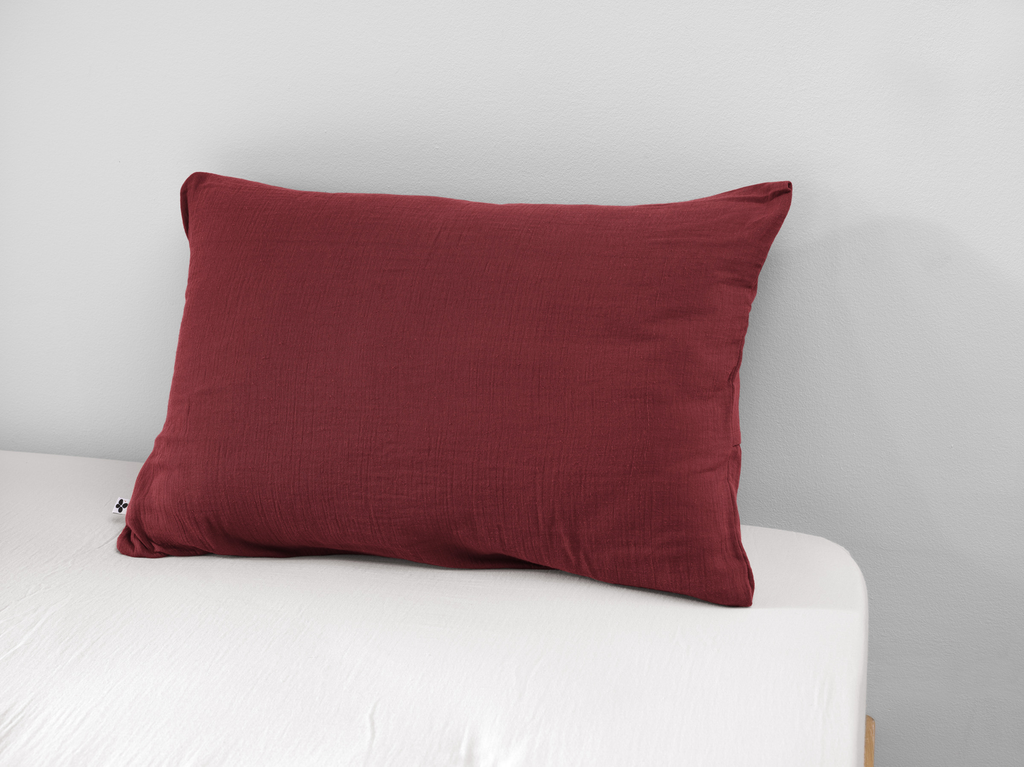 Taie d'oreiller Gaïa Lie de vin - 50x70cm - Gaze de coton