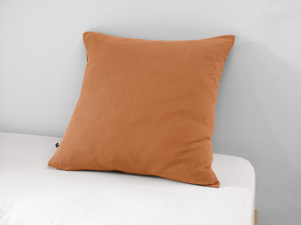 Taie d'oreiller Gaïa Abricot - 60x60cm - Gaze de coton