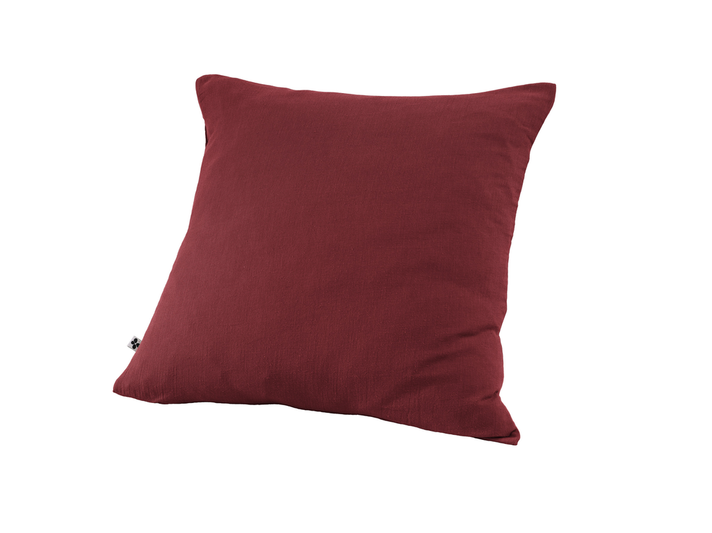 Taie d'oreiller Gaïa Lie de vin - 60x60cm - Gaze de coton