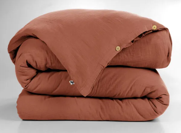 Housse de couette Gaïa Terracotta - 220x240cm - Gaze de coton 